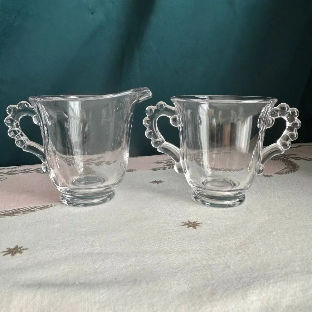 Vintage Imperial Glass Candlewick Sugar and Creamer